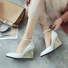Glitter Wedge Ankle Strap Shoes