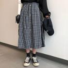 Plain A-line Midi Skirt Black - One Size