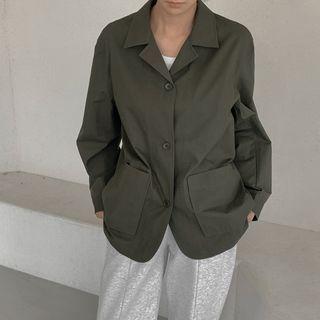 Open-placket Patch-pocket Jacket