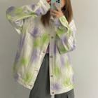 Tie-dyed Denim Button-up Jacket