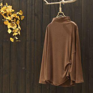 Mock-turtleneck Knotted Long-sleeve T-shirt
