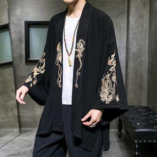 Dragon Embroidered Open Front Jacket
