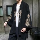 Dragon Embroidered Open Front Jacket