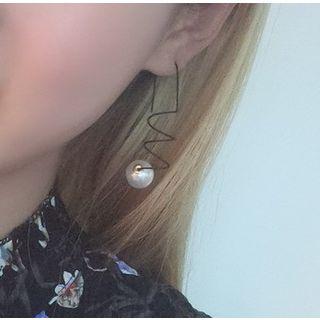 Faux Pearl Swirl Pull-through Earring