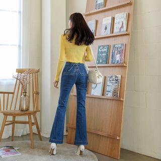 Lace-up Waist Boot-cut Jeans