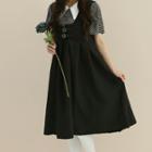 Buckled Flared Pinafore Dress One Size