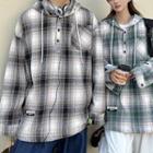 Couple Matching Plaid Henley Hoodie