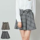 Plaid Tie-waist Mini A-line Skirt