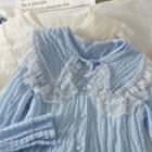 Embossed Lace-trim Peter Pan-collar Shirt