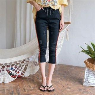 Band-waist Pipe-trim Cropped Pants