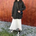 Tweed Jacket / Midi Accordion Pleat Skirt