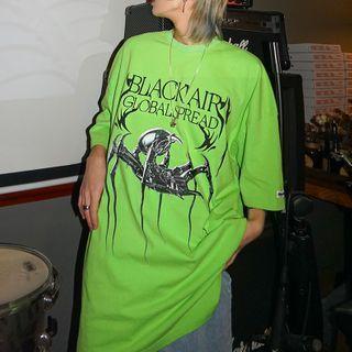 Spider Print Elbow-sleeve T-shirt