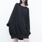 Bubble-sleeved Long Knit Top