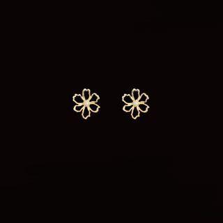Faux Pearl Alloy Flower Earring 1 Pair - 925 Silver Needle - Gold - One Size
