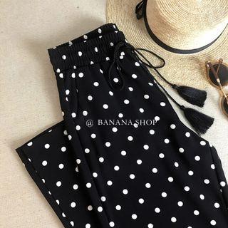 High-waist Dotted Straight-cut Pants