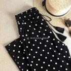 High-waist Dotted Straight-cut Pants
