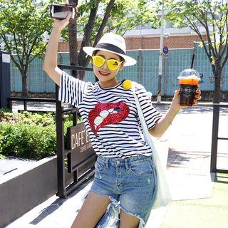 Sequined Striped T-shirt