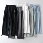 Smiley Face Embroidered Drawstring-cuff Sweatpants