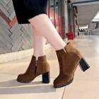 Chunky Heel Contrast Stitch Ankle Boots