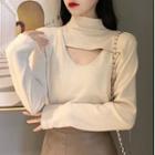 Mock-neck Cut-out Knit Top