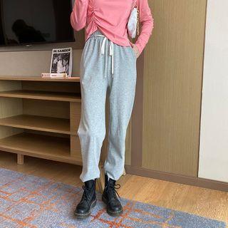 Loose-fit Straight-cut Sweatpants Gray - One Size