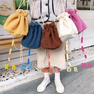 Drawstring Fleece Bucket Bag