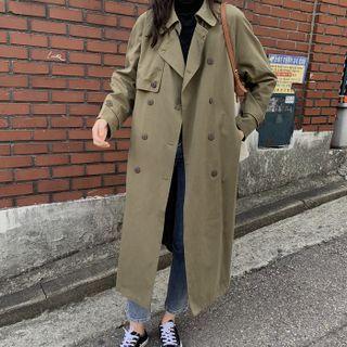 Long-sleeve Midi Trench Coat