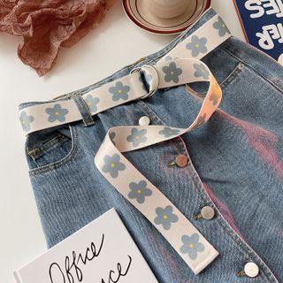 Floral Canvas Belt White - One Size