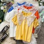 Crochet-lace Collar Short-sleeve Blouse