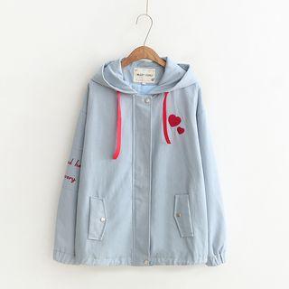 Heart Hidden Zip Hooded Jacket