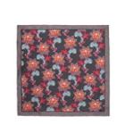 Print Silk Pocket Square Gray & Red - One Size