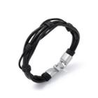 Simple Personality Black Multilayer Leather Bracelet Silver - One Size