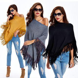 Fringed Knit Poncho
