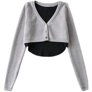 Set: Plain Tank Top + Cropped Cardigan