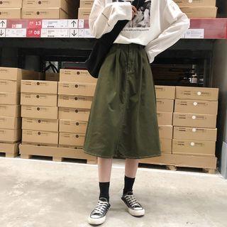 Denim A-line Mid Skirt