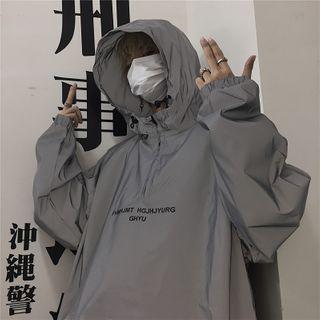 Reflective Lettering Print Hoodie
