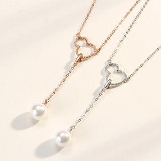 Gourd Faux Pearl Pendant Sterling Silver Necklace
