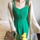 V-neck A-line Spaghetti Strap Dress