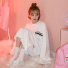 Text Print Long T-shirt Dress