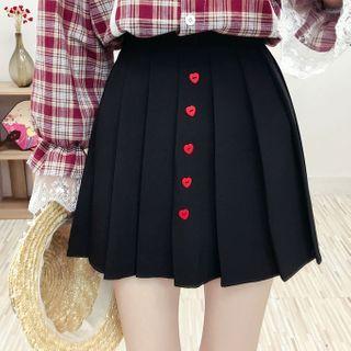 Button Pleated Skirt