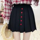Button Pleated Skirt