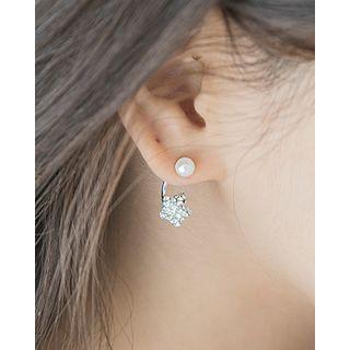 Faux-pearl Ear Jackets Silver - One Size