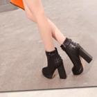 Genuine Leather Studded Platform Heel Boots