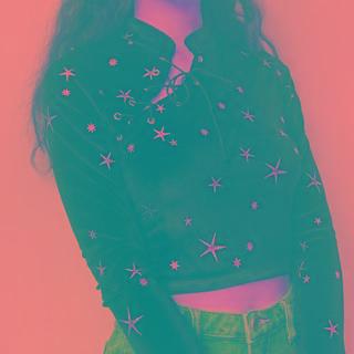 Long-sleeve Star Embroidered Lace-up Crop Top