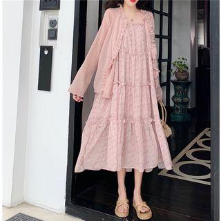 Frilled Light Jacket / Floral Sleeveless Dress