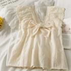 Eyelet Ribbon-accent Loose Tank Top