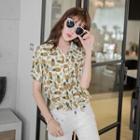 Pineapple Print Short-sleeve Blouse