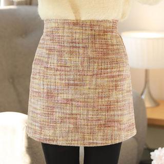 A-line Tweed Miniskirt Yellow - One Size