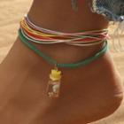 Set Of 2: Color Block Anklet Set Of 2 - 01 - Yellow & Green - One Size