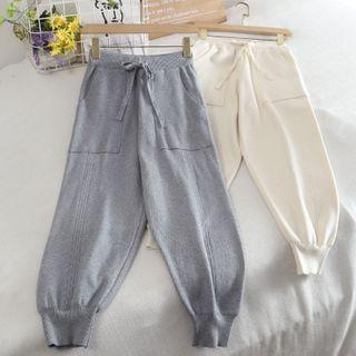 Drawstring Waist Gather-hem Knit Sweatpants